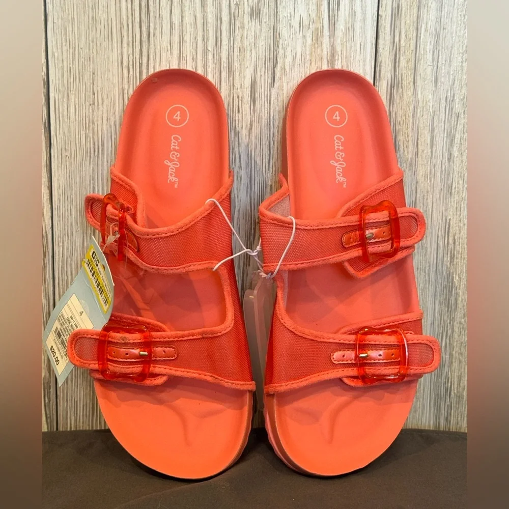 Cat & Jack Coral Slide Sandals NWT Sz 1 and Sz 4